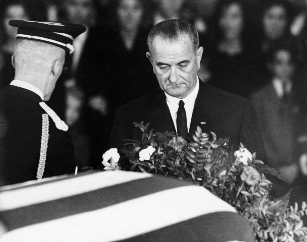 LBJ at JFK casket